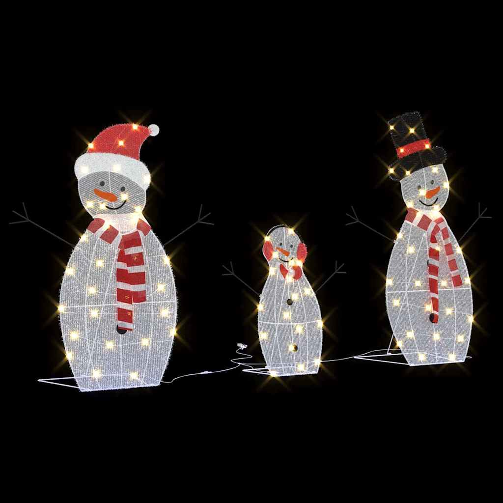 Lighted Snowman Family 3 pcs Warm White Polyester